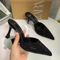Za new 2024 summer rhinestone peep-toe slingback high heels - women's strappy open heel pointed toe stiletto sandals - trendy style