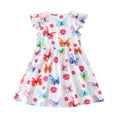Five-piece set: flutter sleeve digital print dress