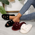 amazon ins one-word cotton slippers winter home plush slippers women's indoor and outdoor flower fur slippers wholesale