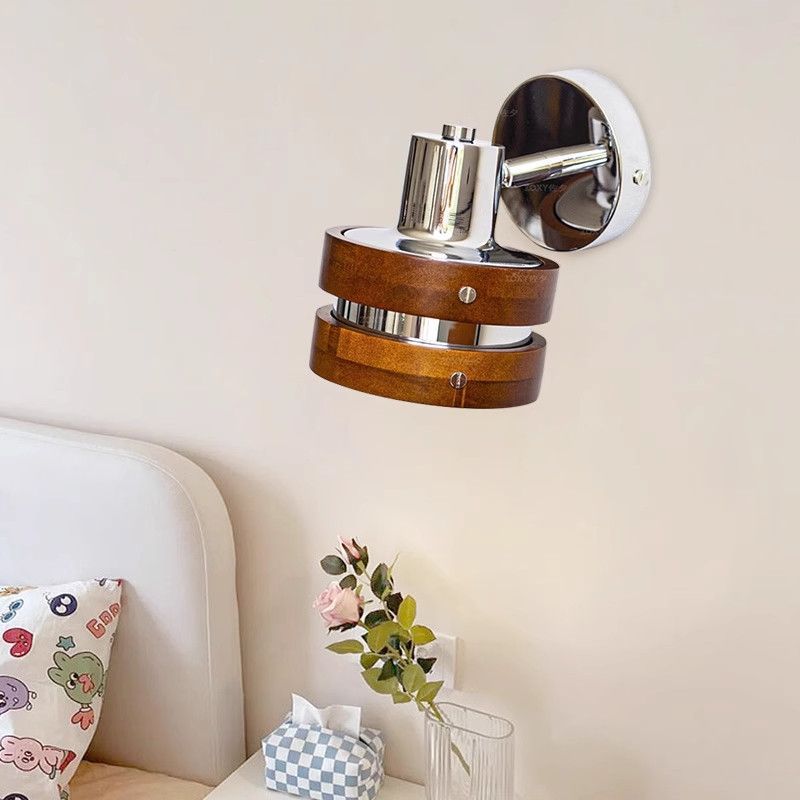 Nordic style solid wood iron led retro wall lamp 3-5㎡ bedroom and living room essential wall lamp