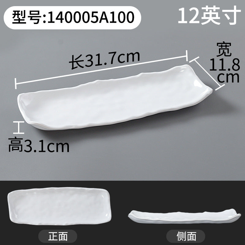 Xiangyuanmei melamine tableware white plate rectangular commercial catering beef plate plastic dinner plate hot pot mutton plate