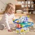 2025 new year children's toy educational duck ferris wheel climbing stairs electric music light track cross-border