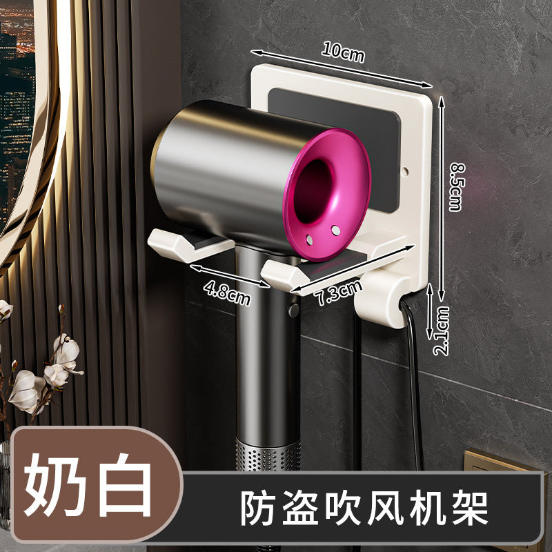 No-drill bathroom hair dryer holder, space aluminum wall-mounted organizer, anti-theft hair dryer rack for hotels and b&bs