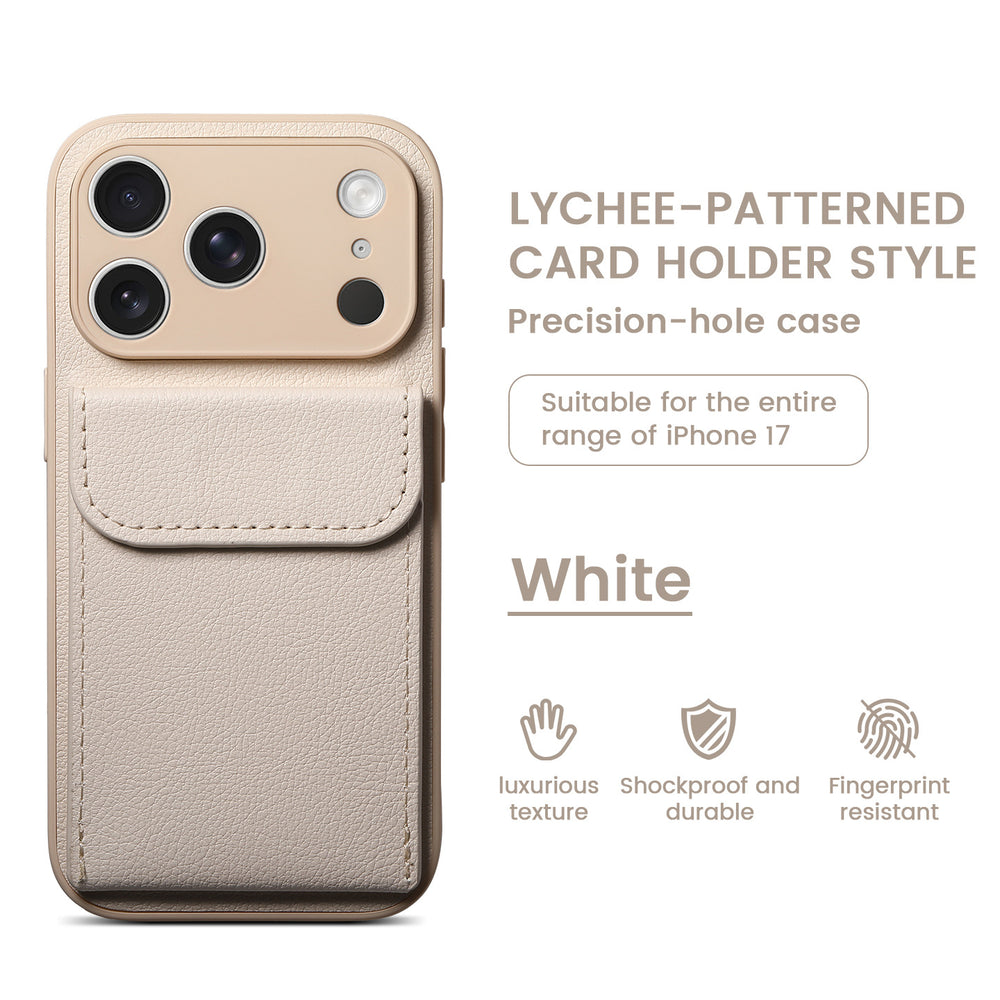 iphone 17 pro max leather case card holder phone case apple 16 vegan leather matte anti-drop protective cover