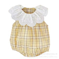 Summer lightweight baby clothes for girls: sweet and stylish plaid triangle romper, sleeveless bodysuit, crawling suit
