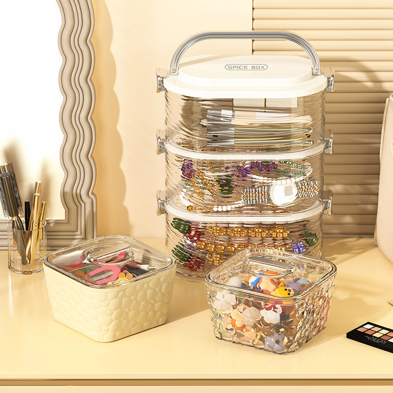 Cross-border household hair accessories storage box with lid, thickened jewelry box with lid, headrope hair band, transparent desktop storage box.