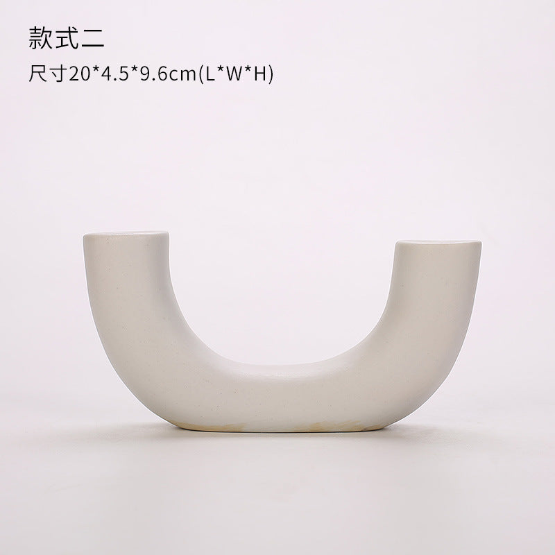 Nordic ins simple creative candle holder candle light dinner ceramic candle holder geometric candle holder decorative props office