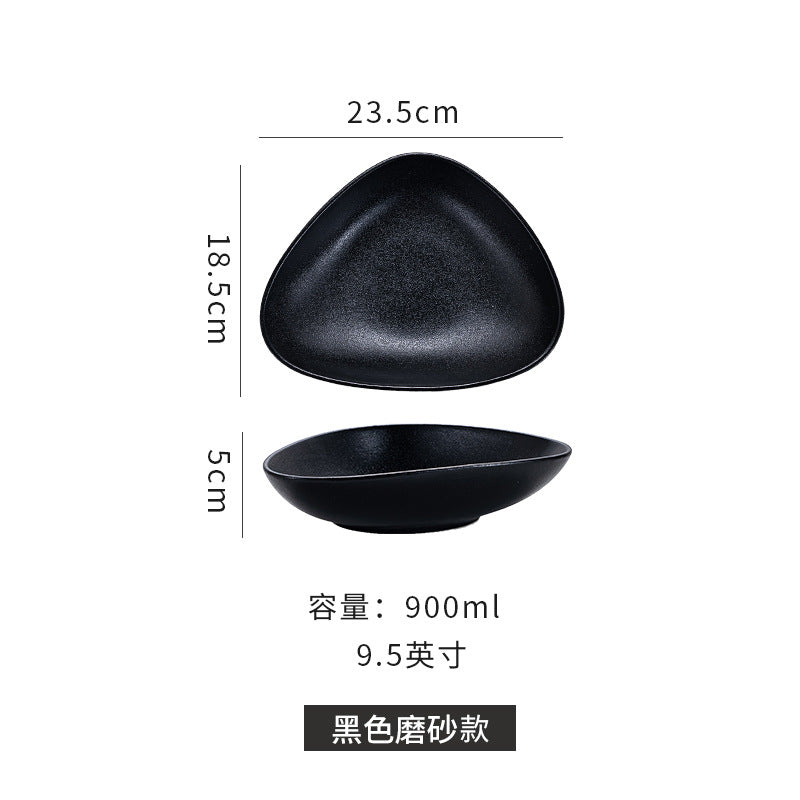 Creative triangular ceramic fruit salad plate - retro style, high-end ceramic dinnerware for restaurants and home use - deep dessert plate