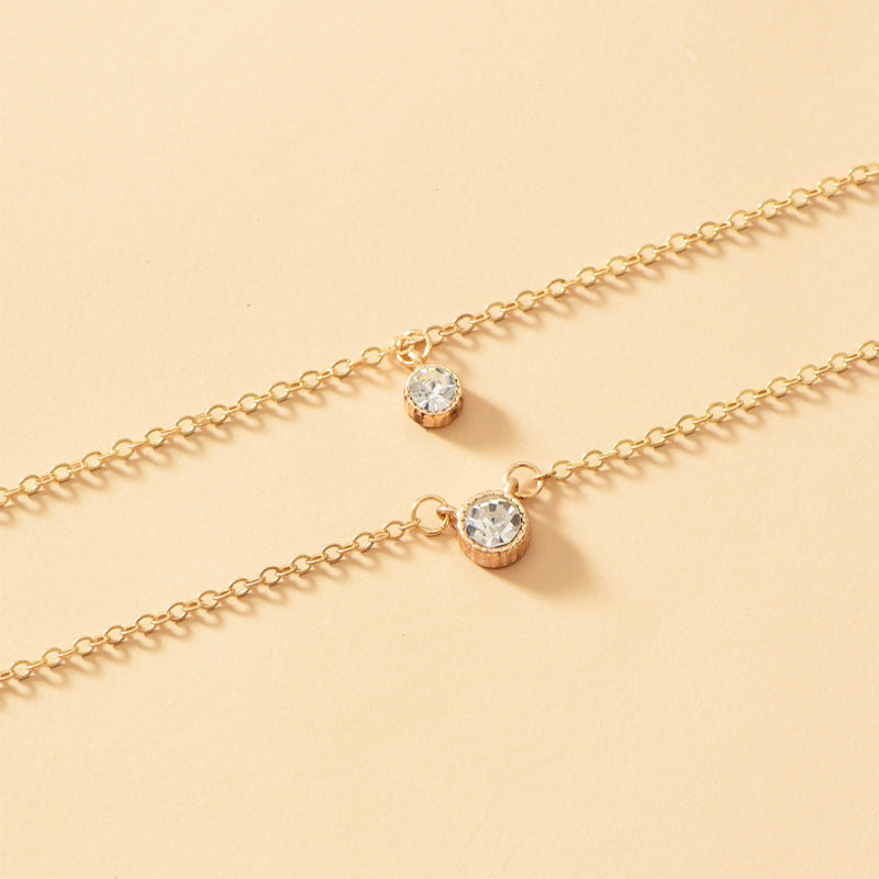 Stacked necklace wholesale european and american cross-border autumn and winter jewelry women's creative simple electroplated small round diamond circle sweater chain