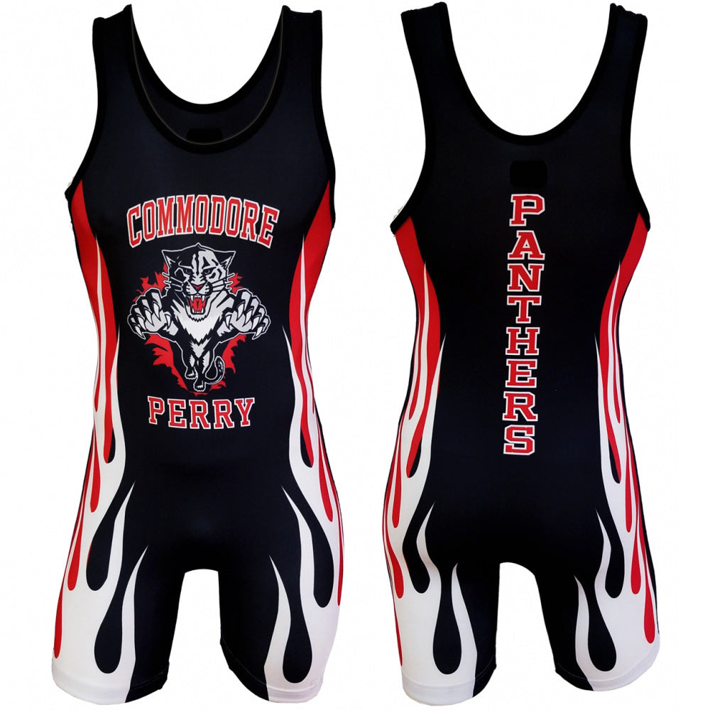 Sublimation full body print men's one-piece wrestling suit custom match weightlifting suit men's and women's free wrestling one-piece vest