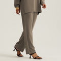 new women's loose fit active pants - elastic waistband, slimming straight leg, everyday running & fitness long pants