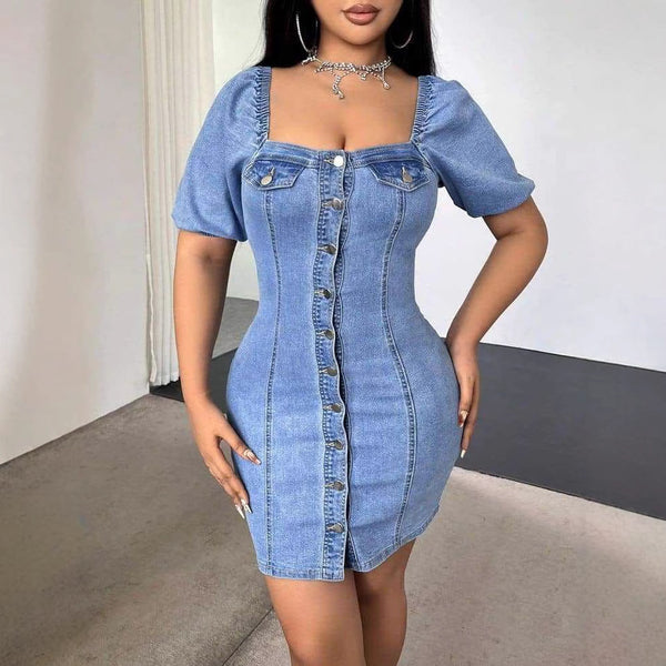European and American style fashion new temperament sexy slim hip denim dress short skirt women's clothing