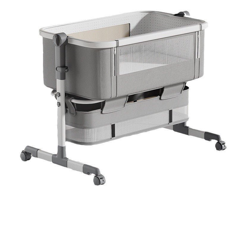Aluminum alloy baby crib - portable, convertible, multi-functional, foldable, seamless splicing, baby rocking bed