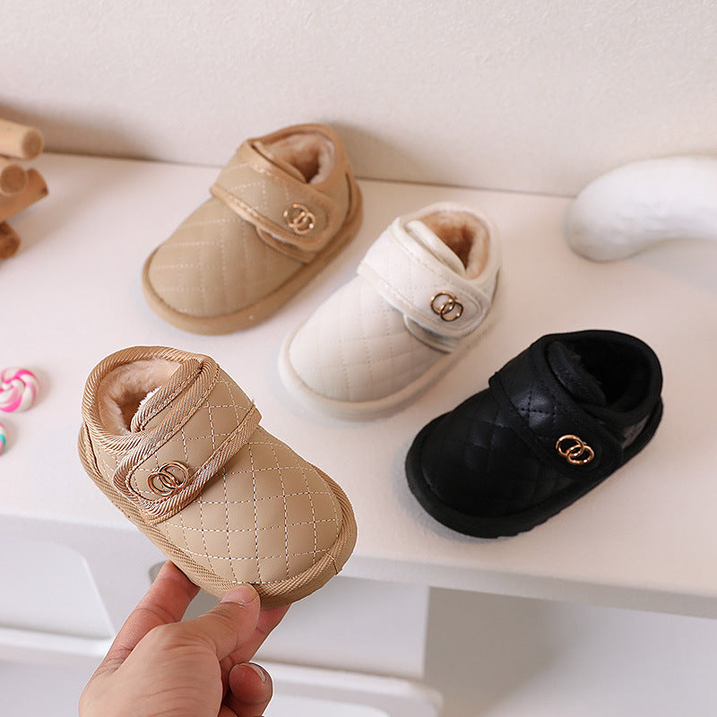 Xiaoxiangfeng baby snow boots winter thick velvet men's and women's kids cotton shoes infant kids toddler shoes kids k-style milk tea