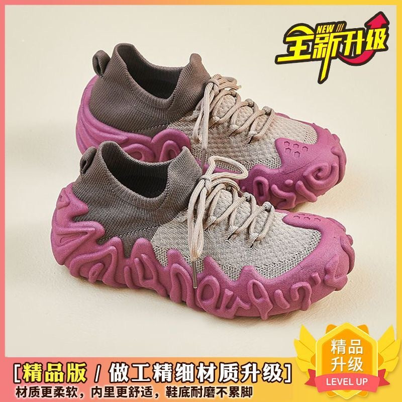 Spring/summer new arrivals: versatile, trendy, casual sports running shoes - soft, flat, non-slip, flyknit sock style, breathable mesh women's shoes