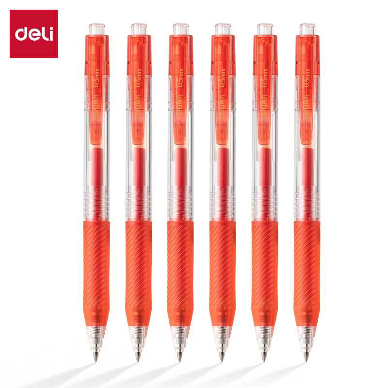 Deli S07 Press Neutral Pen Long Grip Glue Student Special Brush Pen 0.5 Bullet Carbon Black Signature Pen