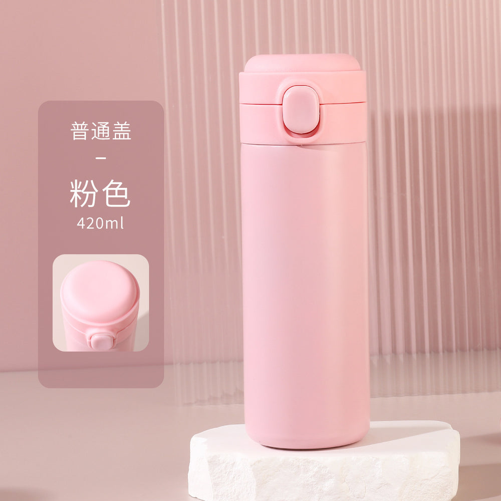 Simple pea cup female student 304 stainless steel vacuum water cup replaceable battery bounce smart thermos cup wholesale