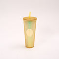 Star ⭐️ same style plastic cup durian cup wholesale high-looking straw cup with paper box water cup logo colorful electroplating