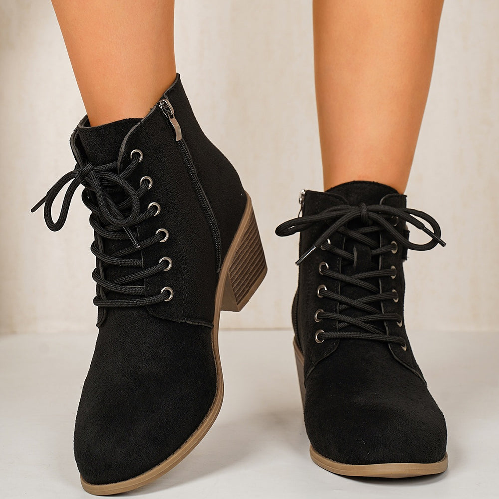 new arrival thick heel short boots women's nubuck leather boots side zipper belt buckle exportplus size women's boots wholesale