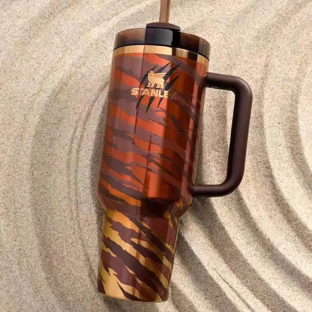 amazon leopard print stanley ice tumbler - large capacity, stylish design, 304 stainless steel insulated water bottle with handle