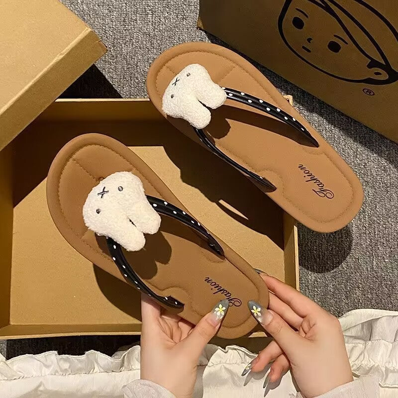 Flip-flops new arrival summer girl high-looking cute rabbit cartoon polka dot slippers non-slip lightweight flip-flops wholesale