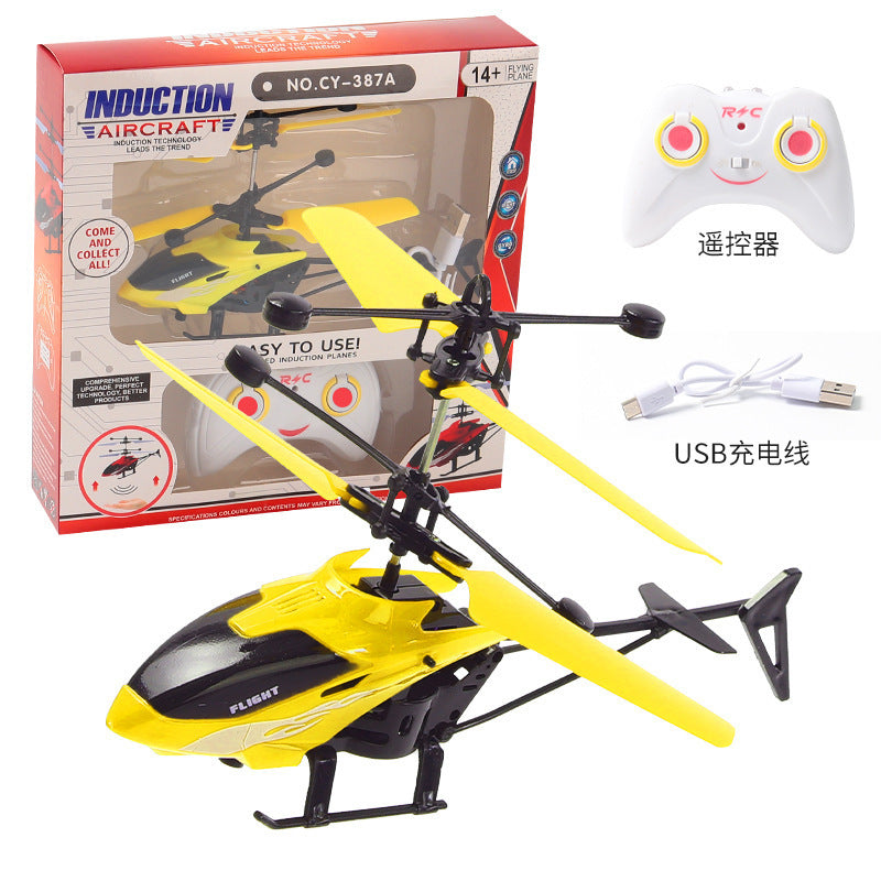Remote control airplane induction hovering two-channel helicopter - durable, light-up, rechargeable flying toy - factory direct