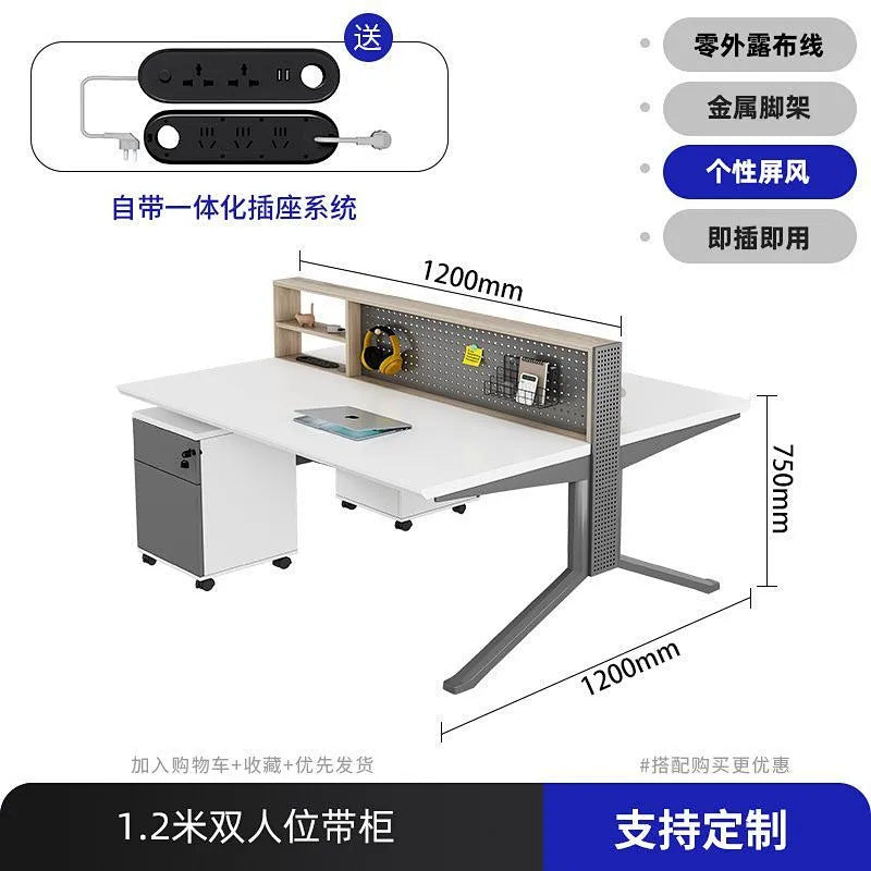 Office desk staff slot casual double four-person slot hole board hanging board storage screen table and chair combination