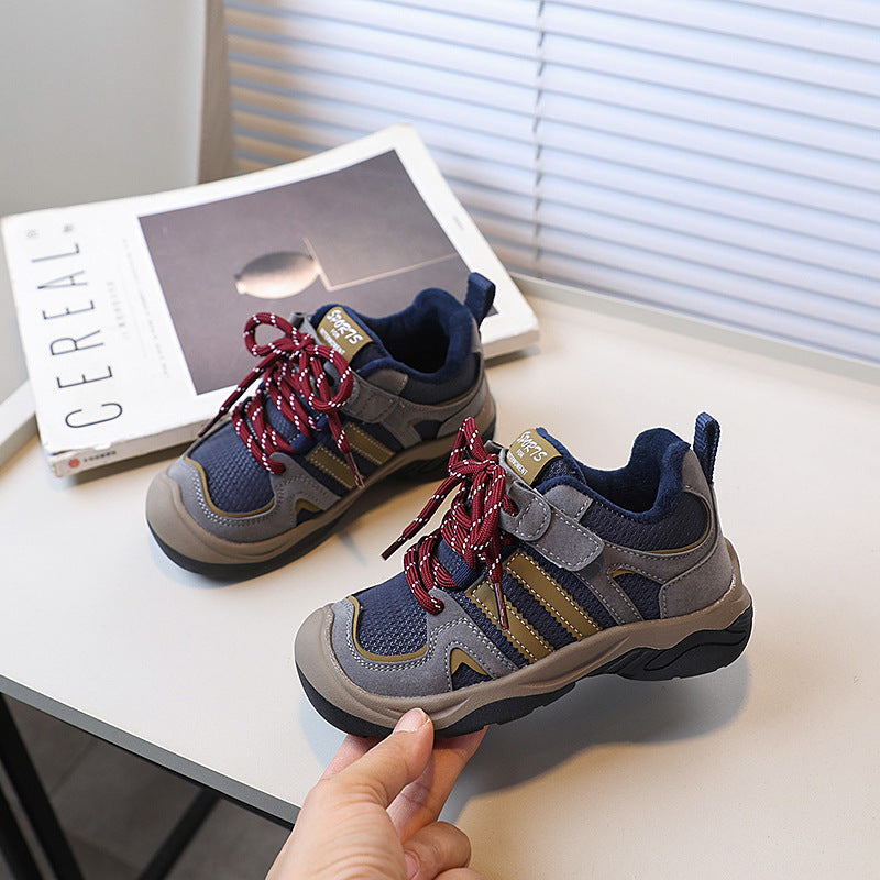 Vancahao kids' double-layer cotton sneakers -  winter new arrivals: boys' hiking shoes, girls' fashionable and versatile casual shoes