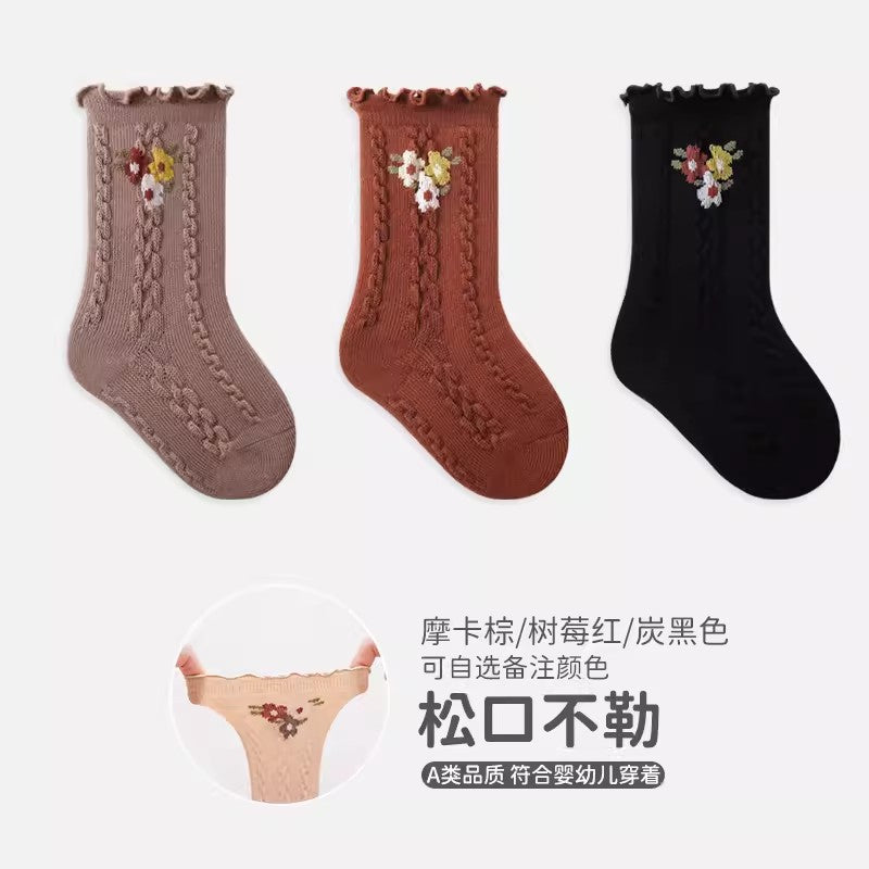 Baby elephant girl socks fall and winter style combed cotton kidsknee socks socks k-style fungus edge boneless newborn kids socks