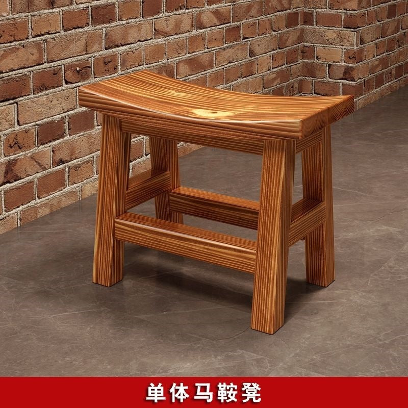 Solid wood dining table and chairs chinoiserie carbonized hot pot barbecue rectangular log dining table restaurant snack shop restaurant dining table