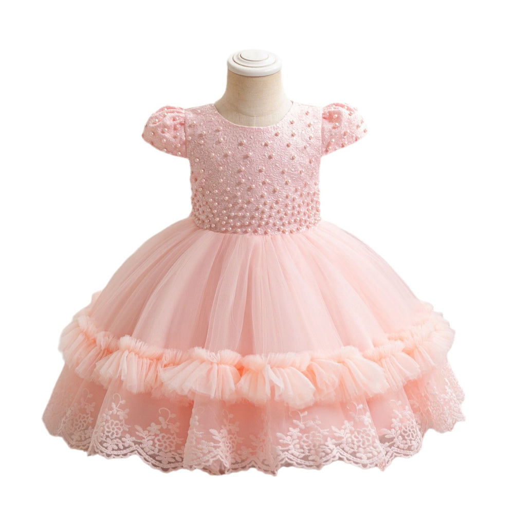 Ready-to-ship wholesale girls' dresses, beaded tulle princess dresses, christmas party evening gowns, kids' dresses
