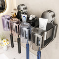 Suction cup toothbrush holder storage rack wall-mounted punch-free bathroom storage toothbrushing mouthwash cup wash wall hanging tube