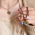 Vintage auspicious cloud braided cord necklace - x1377 green