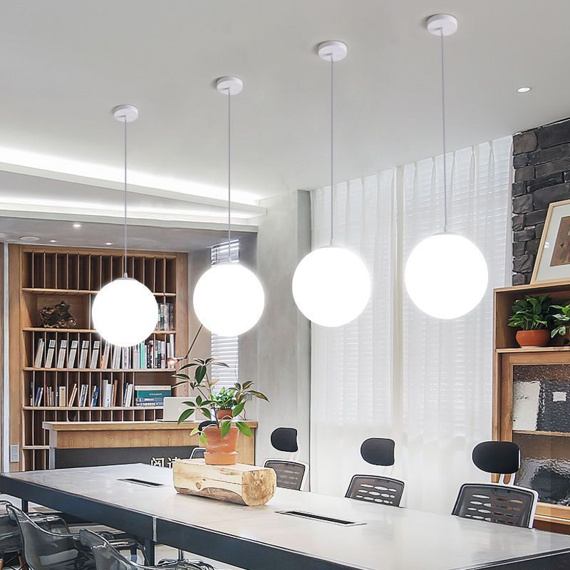 Scandinaviancasual single head white spherical chandelier restaurant milk tea clothing store shop bar aisle restaurant round lamp