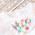 Girls' (toddler) romper, summer round neck embroidered smocked romper