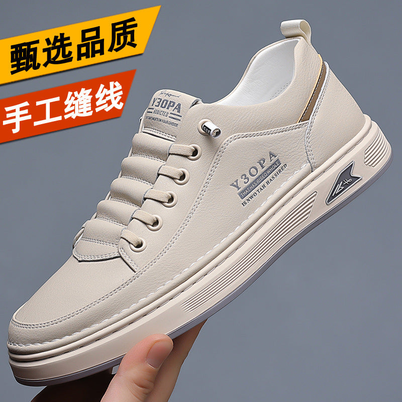 Men's spring breathable casual slip-on sneakers - soft sole white shoes - trendy men's skate shoes