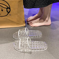 Trendy transparent crystal slides for women - new summer 2024 collection: indoor, non-slip, bath, and beach sandals