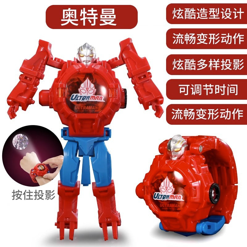 Transforming kids' electronic watch toy - student projector cartoon transformation - manwei transformation robot for boys