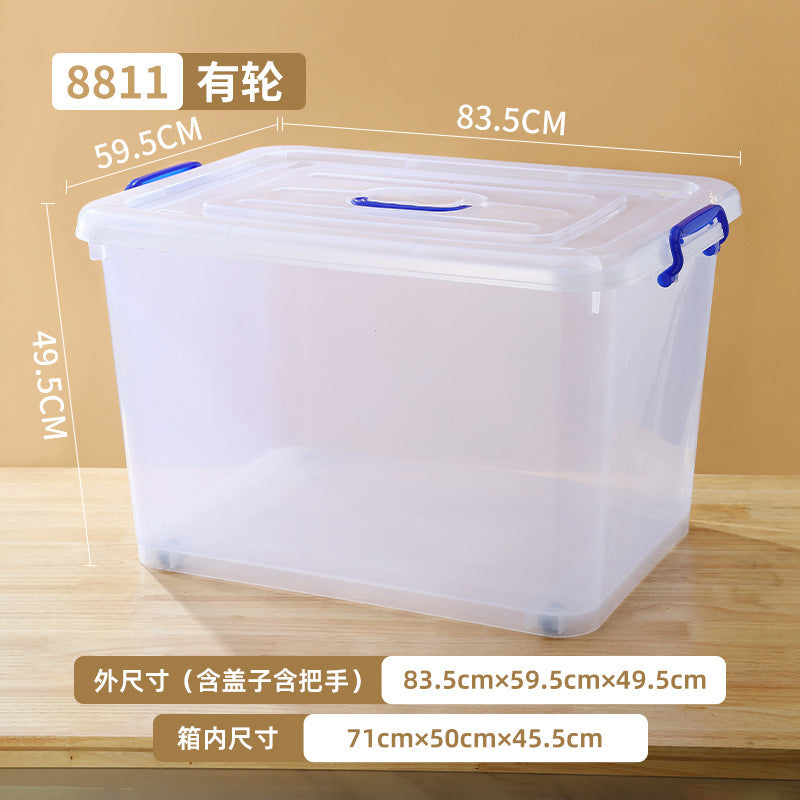 Customized plastic transparent storage box, clothes quilt sorting box, large and small storage box, snack toy storage box.