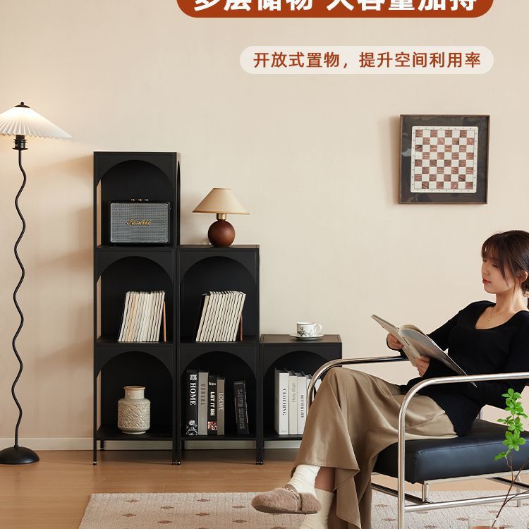 Creative iron bookshelf, floor-standing book and magazine rack for living room, corner bookcase, storage and display shelf, display cabinet
