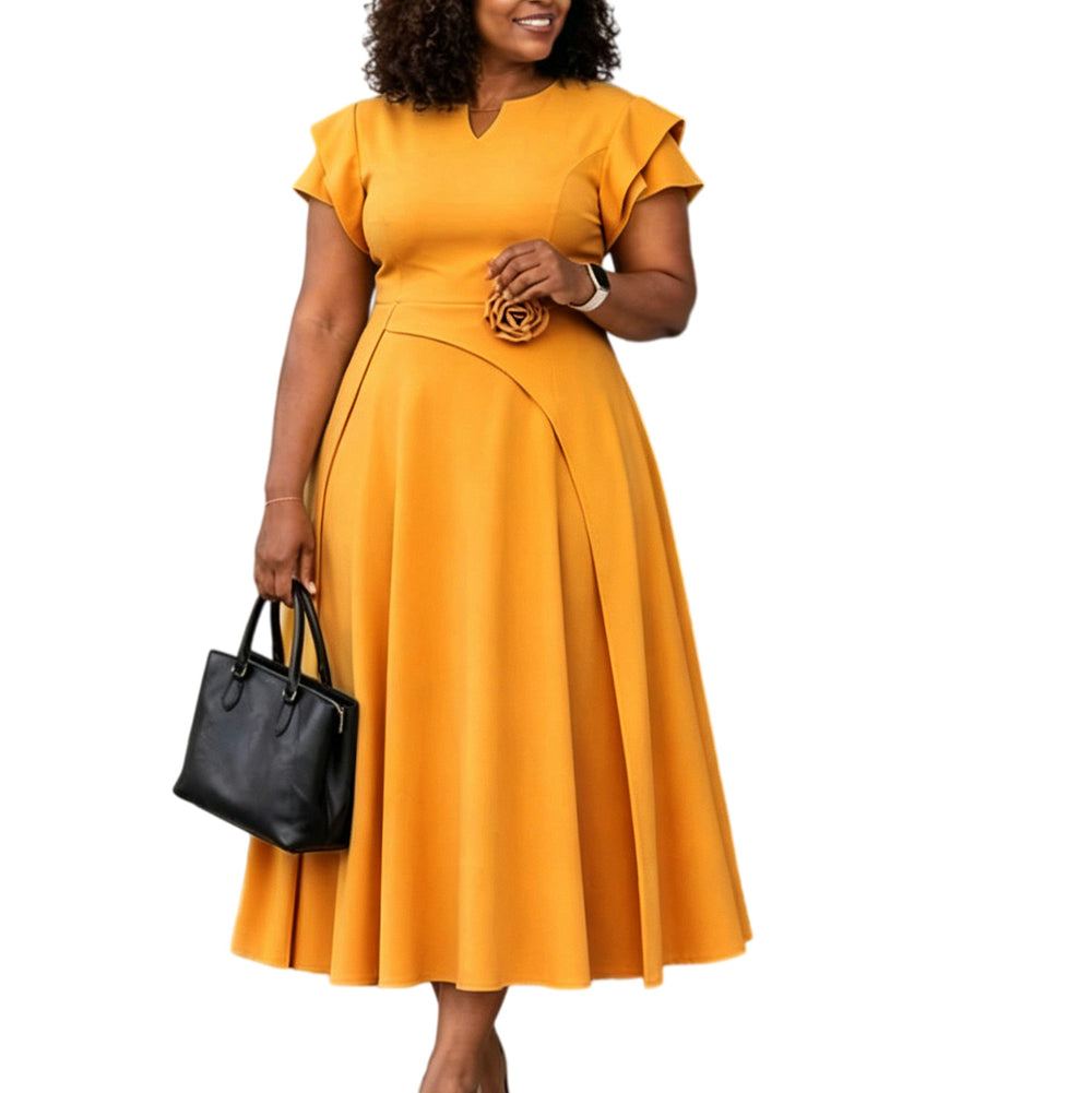 D3367 women's summer new arrival: european and american style elegant plus size midi high waist a-line african dress