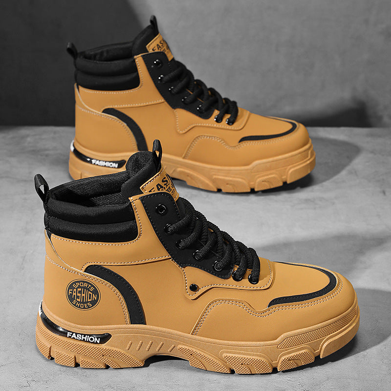 High-top boots men's shoes springnew arrival breathable workwear shoes men's shoes easiest for match british stylethick sole rhubarb boots