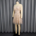 fashionsexytube top evening dress one-line collar off-the-shoulder mesh patchworksequin party dressdress