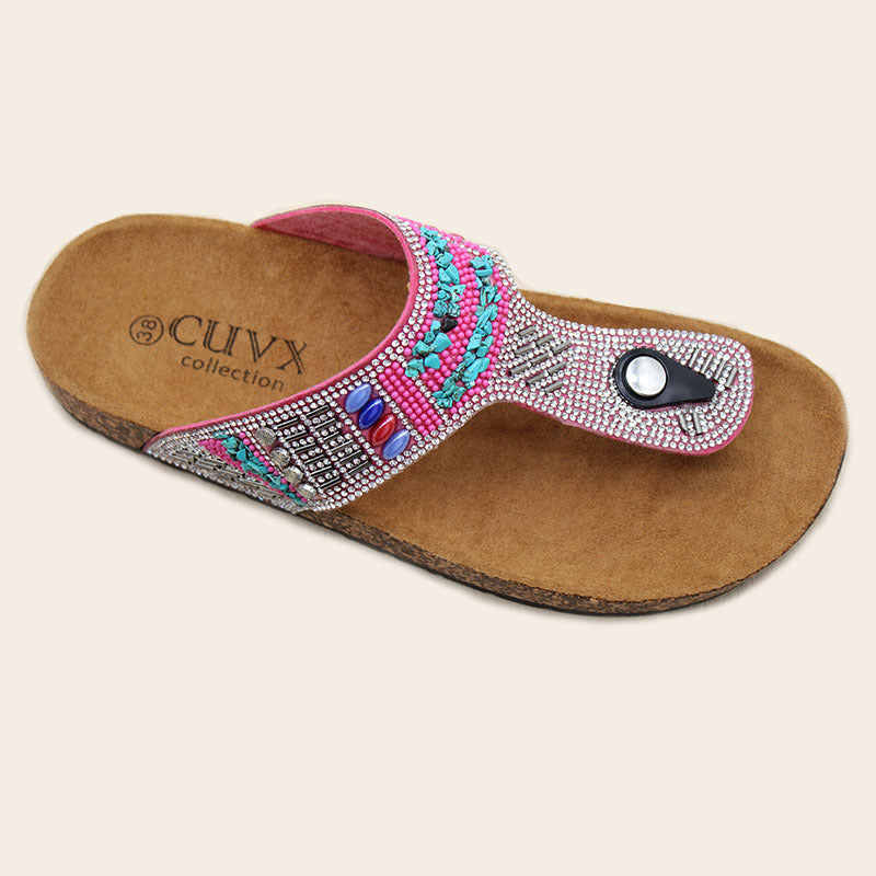 New arrival design women's sandals外贸现货直销夹趾带钻勃肯鞋