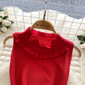 Elegant and chic: sleeveless knit a-line dress with ruffle trim – a slimming french-inspired summer staple
