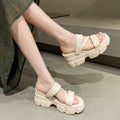 Women's high-heeled sandals: summer platform slides, stylish and versatile, non-slip thong sandals, minimalist solid color roman style