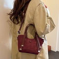 Elegant fashion western-style women's bag, lychee pattern, popularcasual women's bag, shoulder crossbody, textured korean style vegetable basket bag