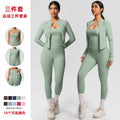 European and american outdoor casual tight-fit pocket yoga outfit set - quick-dry, high-waisted, slimming, cloud-like comfort, three-piece activewear set