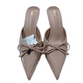 Za2024summer new sandals women's pointed toe bows decoration shallow mouth stiletto heels back empty toe cap mules shoes