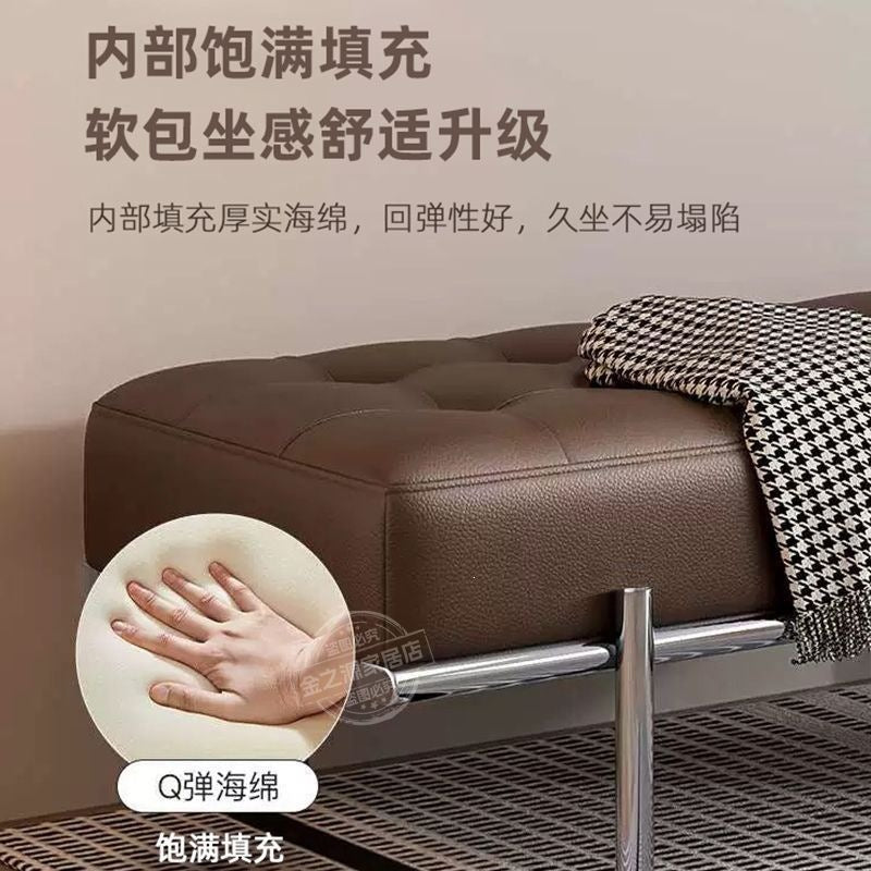 Shoe-changing stool at the door, can be used as a home entrance, pull-out bench, sofa stool, bed end stool, accessible luxury leather stool, living room